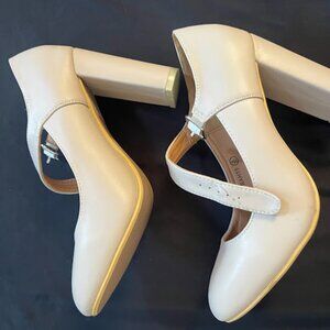 Beige mary jane high heels